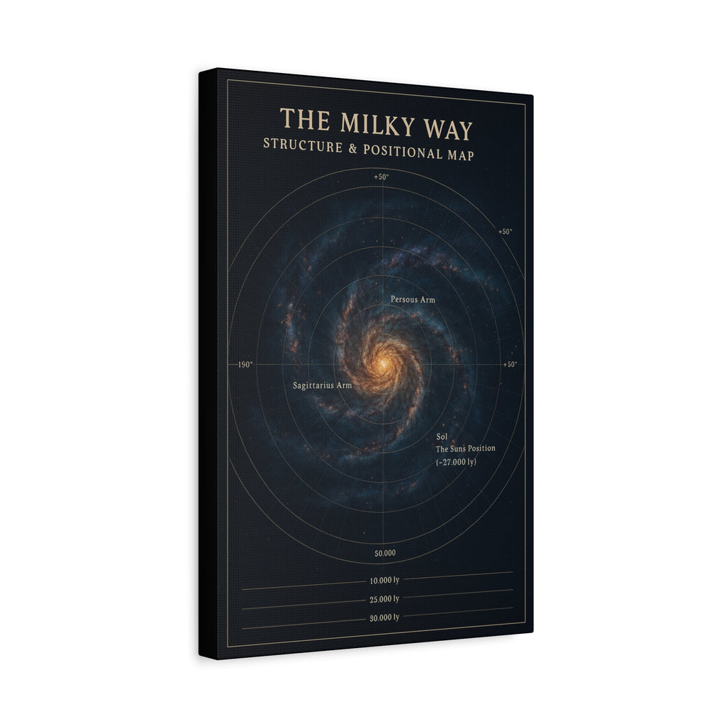 Canvas print of a map of the Milky Way galaxy with text on a white background